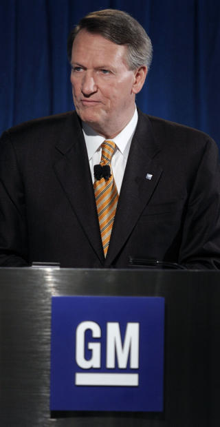 D�RLIG NYTT: Toppsjef i General Motors Rick Wagoner snakker p� en pressekonferanse i Detroit, Michigan. Foto:  Bill Pugliano/AFP