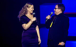 STJERNER: Maria Haukaas Storeng og Per Sundnes leder Melodi Grand Prix. Finalen g�r av stabelen i Oslo spektrum p� l�rdag. Foto: ANDERS GR�NNEBERG / DAGBLADET