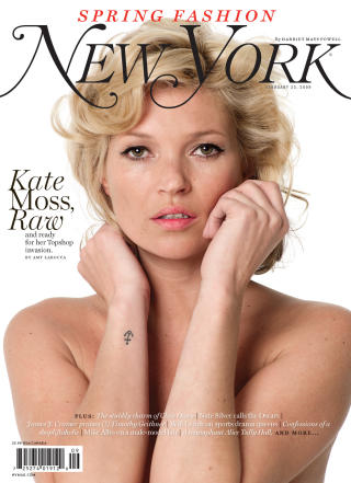 IKKE RETUSJERT: Bildene i New York Magazine skal v�re mer eller mindre umanipulerte og viser at selv Kate Moss har kvinnelige former. Faksimile: NEW YORK MAGAZINE/BERT STERN