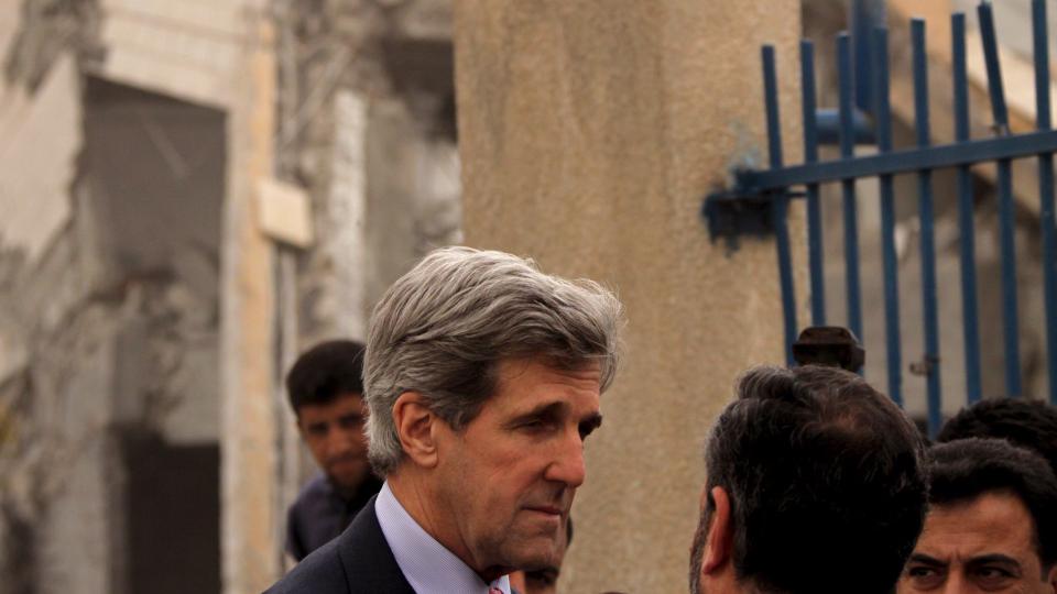 P� GAZASTRIPEN: John Kerry. Foto: EPA/MOHAMMED SABER/Scanpix