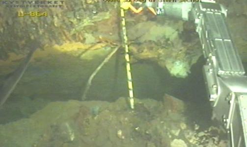 MILJ�BOMBE: Den tyske ub�ten hadde store mengder kvikks�lv om bord. Disse utgj�r en betydelig milj�trussel. Foto: Scanpix/EPA/GEOCONSULT