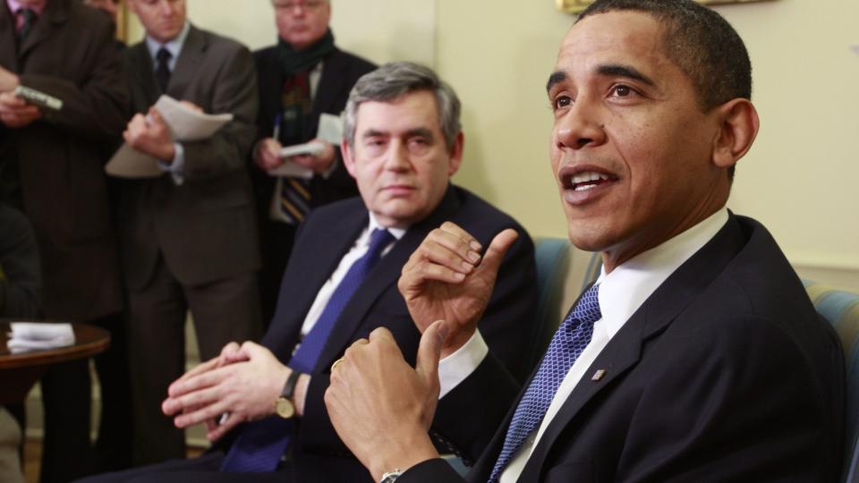 AVVISER BYTTEHANDEL: President Obama avviser rakettskjoldp�standene i New York Times. I dag hadde han bes�k av Storbritannias statsminister Gordon Brown. Foto: REUTERS/Jason Reed/SCANPIX