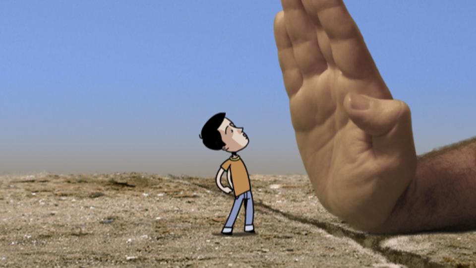 HIT, MEN IKKE LENGER:  Den korte animasjonsfilmen viser det store utend�rsfengselet de 1,5 millioner palestinerne i Gaza befinner seg i. For en vanlig palestiner er det omtrent umulig � komme seg ut av Gaza. Er du f�rst f�dt i Gaza, blir du der. Foto: Ap/Scanpix