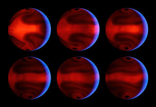 V�RET: Disse animasjonene viser v�rsystemer p� eksoplaneten HD 80606b. AFP PHOTO / NASA / Spitzer Space Telescope