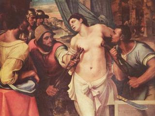 FIKK BRYSTENE REVET AV:  St. Agatha av Sicilia nektet � gi jomfrudommen sin til den romerske guvern�ren. Da vanket det brutal straff, som dette maleriet fremstiller. Foto: WIKIMEDIA