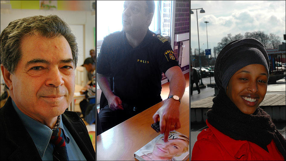 - NEI; NEI OG NEI: Direkt�r ved moskeen Islamic Center, politisjef i Malm� B�rje Aronsson og bokseinstrukt�r for barn i Roseng�rd Hani Ibrahim (19) mener alle Frp tar feil om n�rmilj�et deres. Foto: Eiliv Frich Flydal/Dagbladet.no