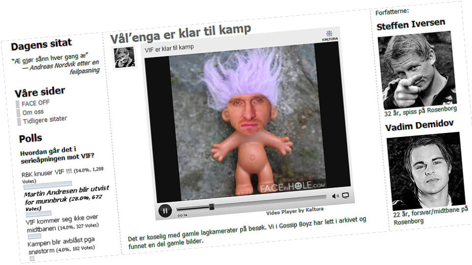 PANZER SOM LYKKETROLL: Erik Hagen blir framstilt som et lykktroll av Steffen Iversen og Vadim Demidov. Faksimile: GOSSIP BOYZ