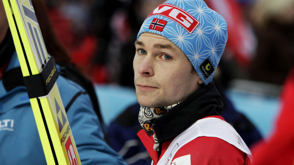IRRITERT: Anders Jacobsen er skuffet over farta de fikk i dagens Vikersund-renn. Foto:Terje Bendiksby / SCANPIX