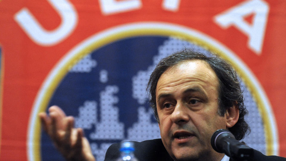 UEFA-SJEF: En ny superliga for europeiske klubblag ble diskutert i forrige uke. Uefa og president Michel Platini er klare til � diskutere en slik liga. Foto: Robert Atansovski/AFP/Scanpix