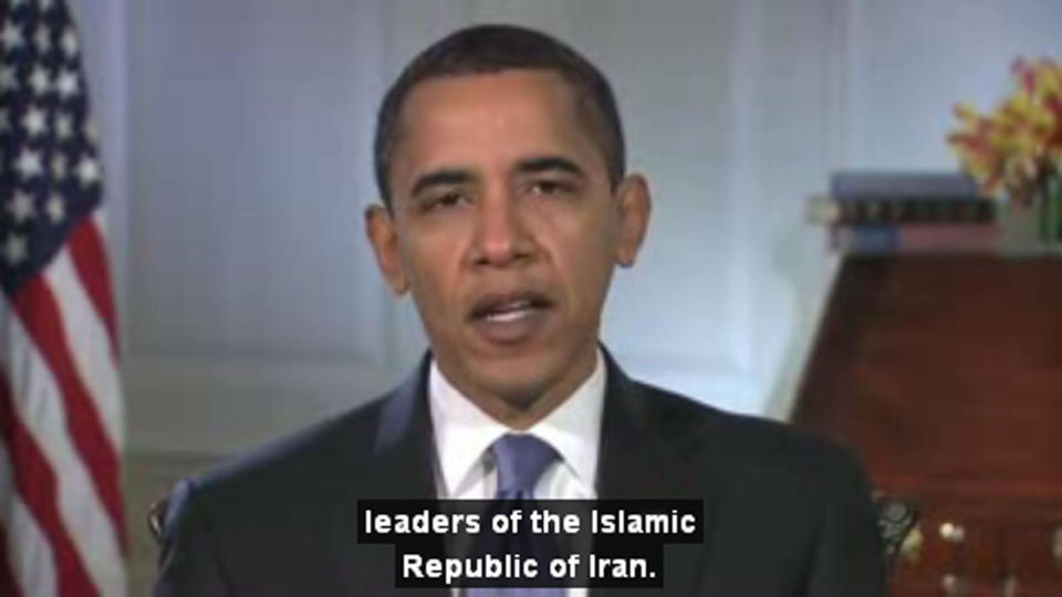 VIL SNAKKE MED IRAN: USAs president Barack Obama vil forbedre forholdet til Iran, som hans forgjenger George Bush plasserte p� �Ondskapens akse�. - Denne prosessen skal ikke drives fram ved hjelp av trusler. Vi �nsker et �rlig forhold basert p� gjensidig respekt, sier Obama p� videoen som skal vises p� tv-kanaler i Midt�sten. Foto: Det hvite hus/Scanpix