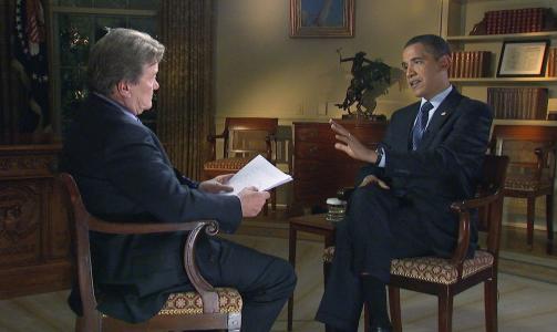 INTERVJUET: CBS-journalist Steve Kroft intervjuer president Barack Obama p� programmet 60 Minutes. Foto: Scanpix
