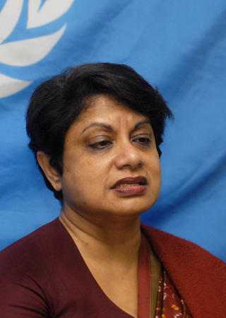 SJOKKERT: FN-talskvinne Radhika Coomaraswamy. Foto: Pradeep Shrestha/AFP/Scanpix