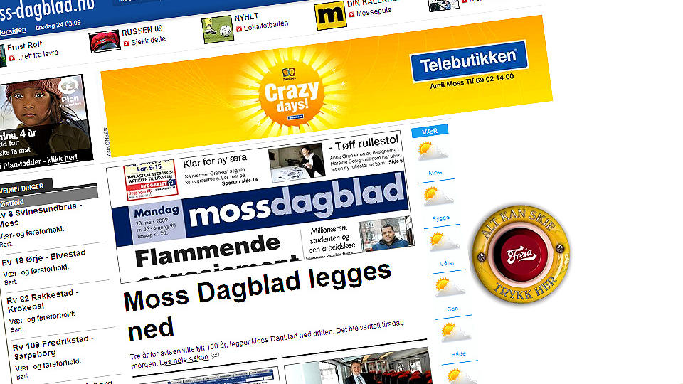 Faksimile: MOSS DAGBLAD I DAG
