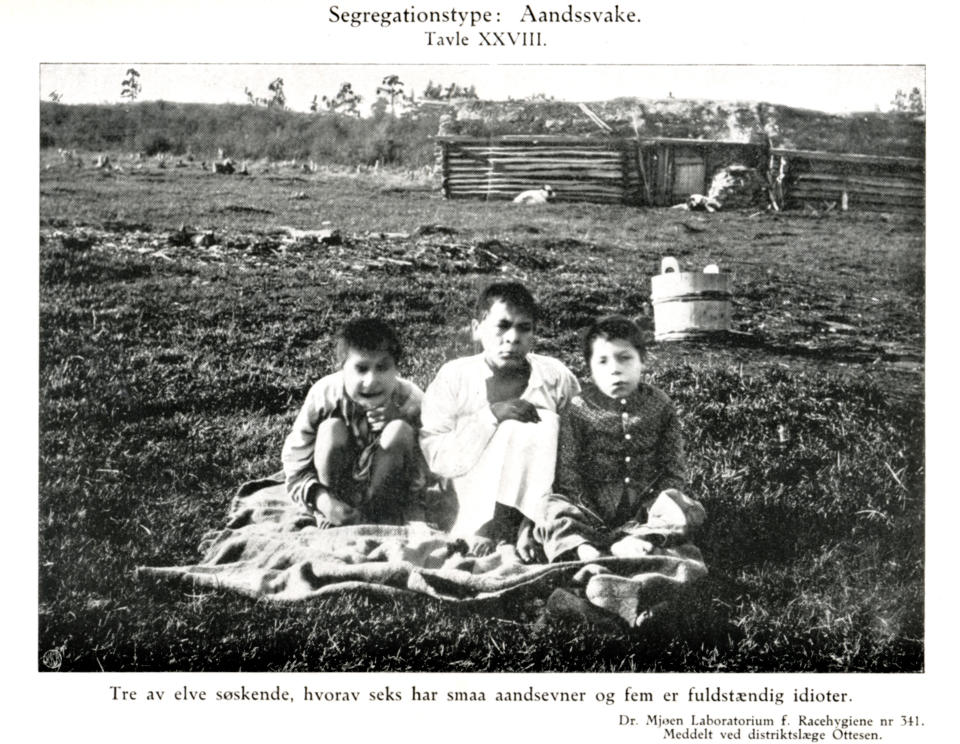 SEGREGASJONSTYPE: �NDSSVAKE: Bildet av tre s�sken er hentet fra Jon Alfred Mj�ens bok �Racehygiene� (f�rst publisert i 1914). - Den mest motbydelige boken jeg har lest, sier forsker Torgeir Skorgen.
