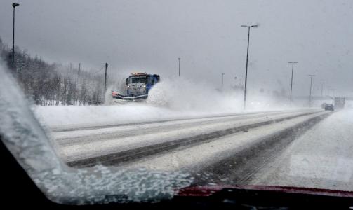 M�KING: Slik s� det ut p� E6 ved Vestby i Akershus i dag. Foto: John Terje Pedersen