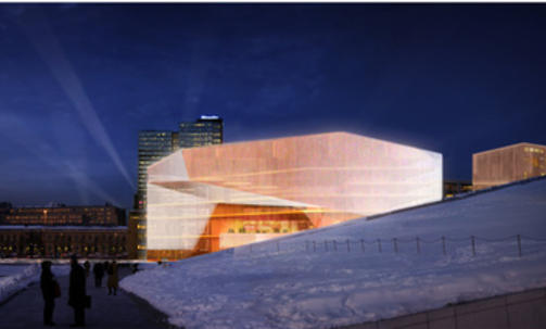 FRA OPERAEN: Utsikt til det nye biblioteket fra operataket. Juryen vil at det norske arkitektkontorene Atelier Oslo og Lund Hagem skal tegne biblioteket. Foto: Tore H R�yneland / IMAGE Photo as