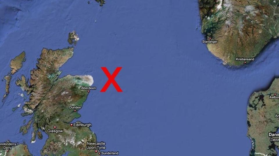  Helikopteret styrtet i havomr�det nord�st for Aberdeen.