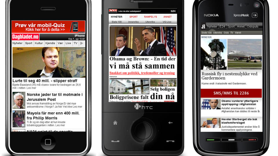 Slik ser mobilutgavene til landets tre st�rste aviser ut
