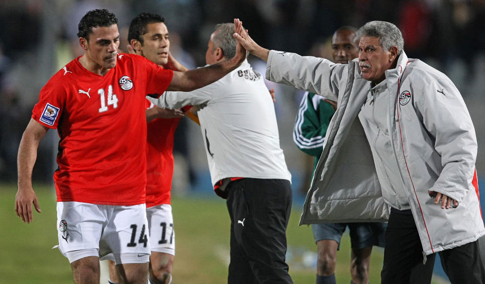 IKKE GJORT SEG TIL KJENNE: Amr Zaki (nr. 14) kom p� scoringslista for Egypt mot Zambia sist helg, men har enn� ikke meldt seg til tjeneste for klubblaget Wigan etter landslagspausen.Foto: SCANPIX/AFP PHOTO/CRIS BOURONCLE