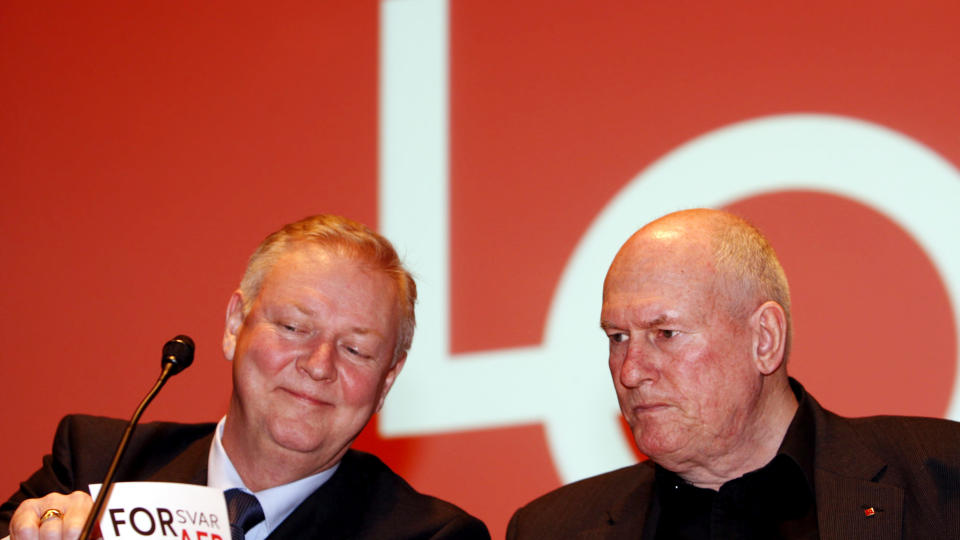 HVITT STYRE: LO-leder Roar Fl�then (t.h.) og nestleder Geir Mosti vil ikke kvotere inn innvandrere til LO. Foto: BJ�RN SIGURDS�N / SCANPIX