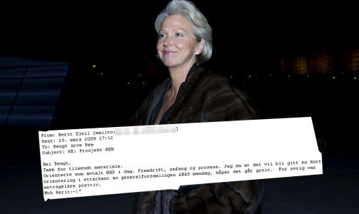SENDTE EPOST OM M�TET: Berit Kj�ll, statens representant i Aker. Foto: Scanpix