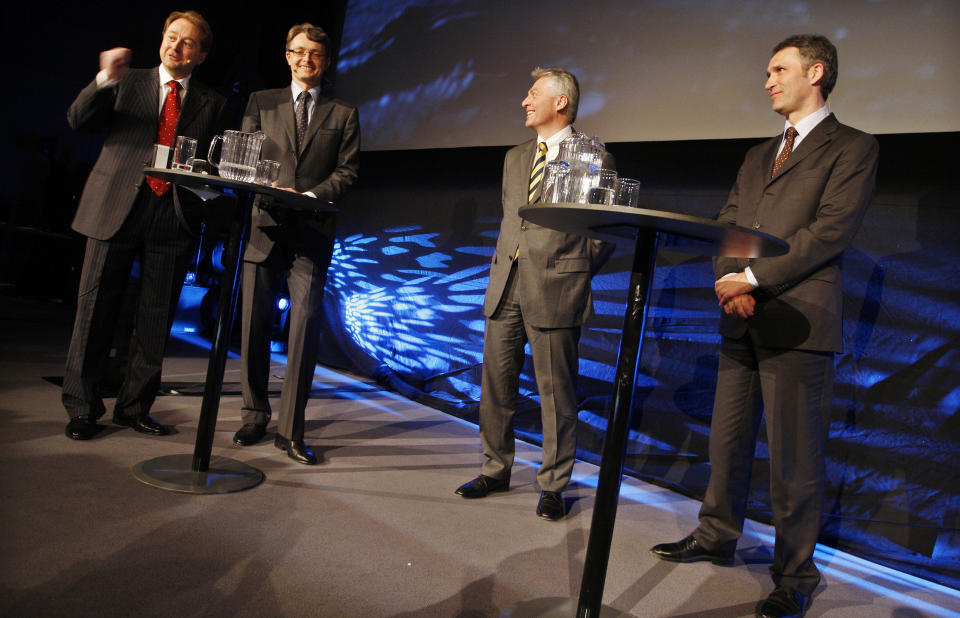 P� AKER-DAGEN: Jenst Stoltenberg var p� scenen sammen med Kjell Inge R�kke, �yvind Eriksen og Simen Lieungh. Foto: H�kon Mosvold Larsen/SCANPIX