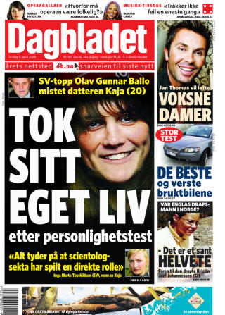 FORSIDE: Dagbladet 15. april 2008.