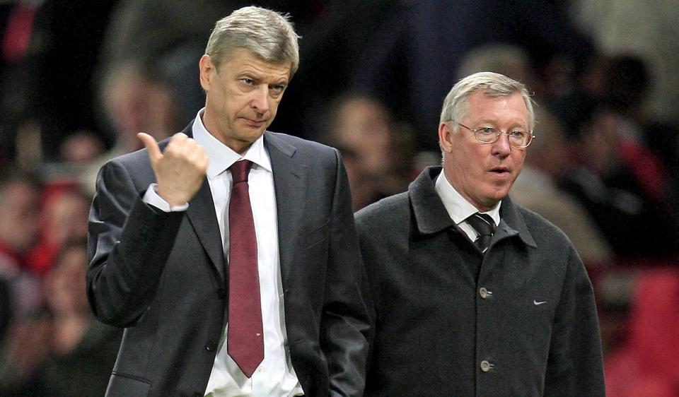 FORSKJELLIG UTGANGSPUNKT: Arsene Wenger trenger ikke tenke s� mye p� serien, mens sir Alex Ferguson m� ha b�de Premier League og Champions League i tankene. Foto: EPA