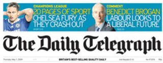 OMFATTENDE: Daily Telegraphs 20 sider om sport blir i stor grad viet til dramatikken rundt Chelsea. Faksimile: Daily Telegraph.