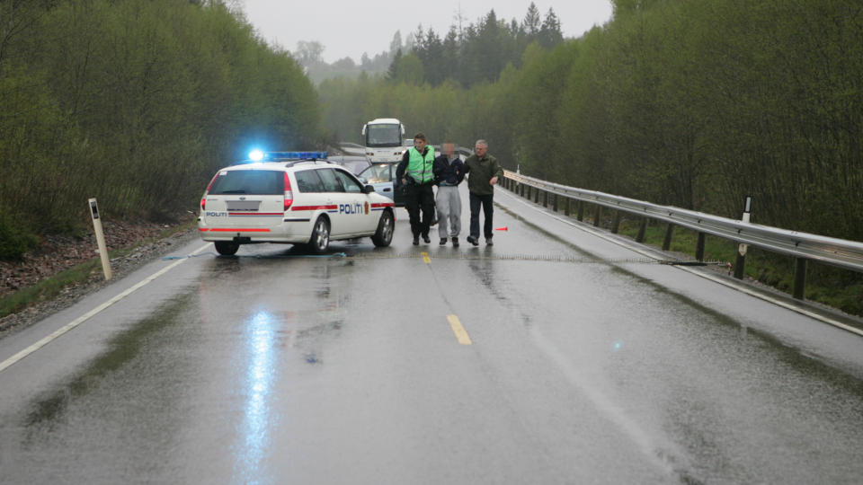 BILJAKT: En 17 �r gammel gutt ble p�grepet etter en lengre biljakt p� riksvei 36 i Telemark. FOTO: Arild Enger