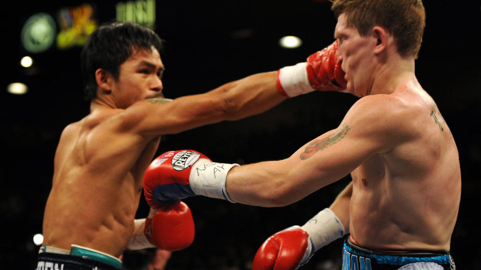 HYLLES: Manny Pacquiao er folkehelt etter at han slo Ricky Hatton i Las Vegas 2. mai. Foto: AFP/GABRIEL BOUYS