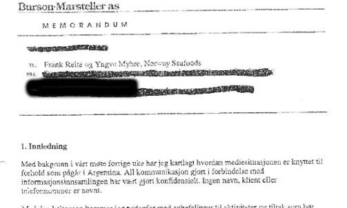  TOPPHEMMELIG: Her er brevet til R�kkes menn fra Burson-Marsteller. Faksimile fra brevet.
