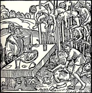 SPIDDEREN: Fyrst Vlads yndlingsmetode for � henrette sine ofre, var � spidde dem p� staker. Foto: WIKIMEDIA COMMONS