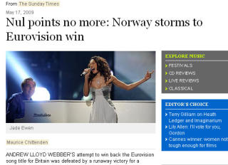 NUL(L) POENG: Ikke denne gangen, konstaterer The Times. Faksimile: Times Online