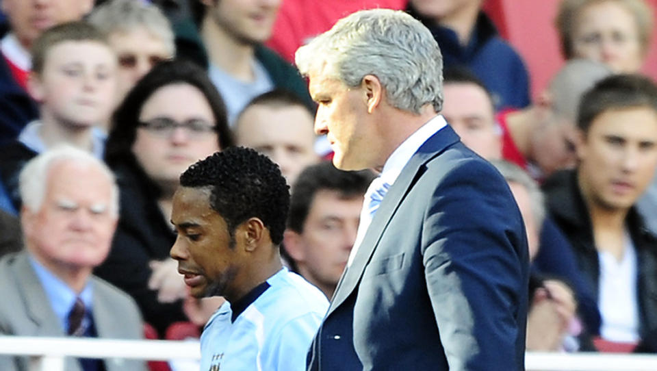HAR BRUKT EN MILLIARD: Storkj�p som Robinho har ikke f�rt til umiddelbare toppresultat for Manchester City under manager Mark Hughes. Foto: REUTERS/Dylan Martinez