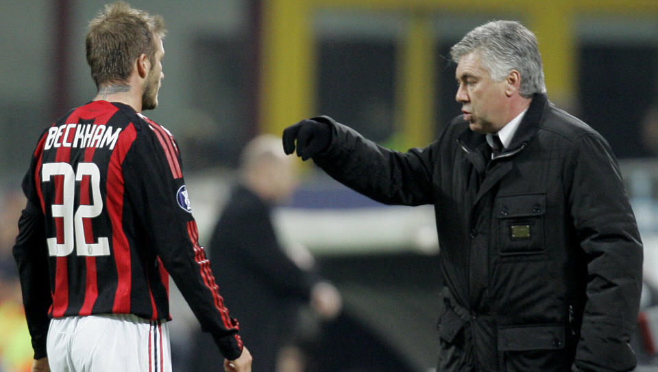 FULL AV RESPEKT: David Beckham sier han har stor respekt for Carlo Ancelotti, og at Chelsea f�r en stor manager om de kaprer italieneren. Foto: AP