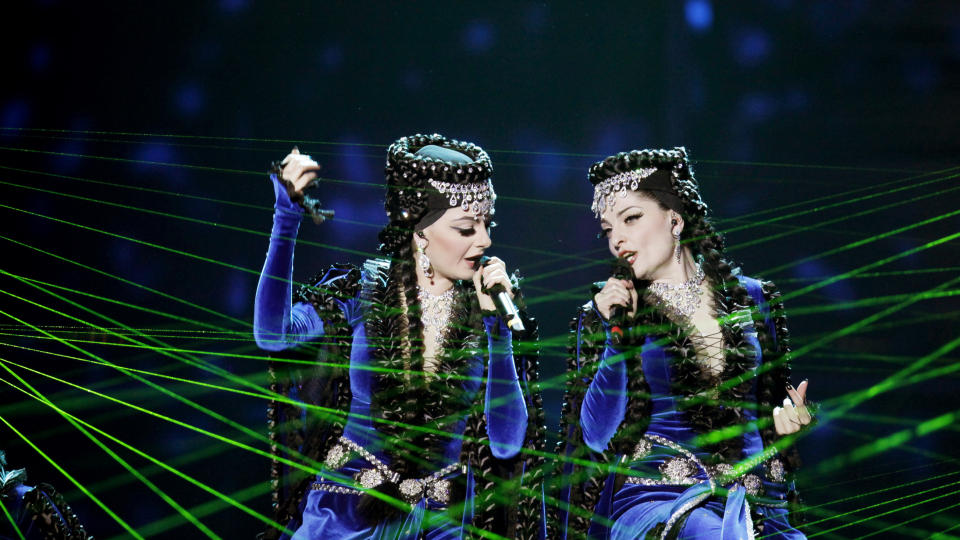 BLE SABOTERT? Armenia har levert klage til EBU med p�stand om at Aserbajdjan saboterte for Inga & Anush ved � gj�re skjermbildet uklart da paret sang i finalen i Eurovision Song Contest. 
Foto: Sara Johannessen / SCANPIX .