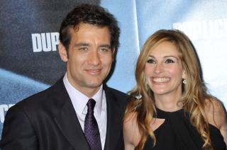 GODE VENNER: Clive Owen og Julia Roberts spiller sammen i �Duplicity�. De to er ogs� sv�rt gode venner. (FOTO: EPA/STEPHANE REIX)
