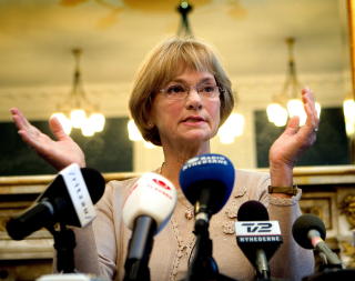INNVANDRINGSKRITISK: Danmarks Pia Kj�rsgaard leder Dansk Folkeparti, som er kjent for en hard linje mot innvandrere. 
Foto: Keld Navntoft / SCANPIX