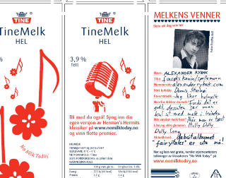 RYBAK: MGP-vinneren p� melkekartongen og med sin egen versjon av �No Milk Today�. (FOTO: Tine)