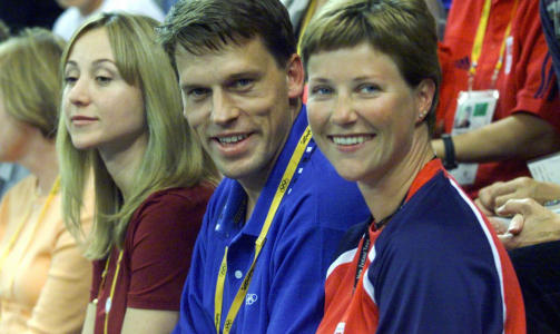 SYDNEY 2000:  Johann Olav Koss flankert av sin dav�rende kone Belinda, og Prinsesse M�rtha Louise. Foto: Bj�rn Sigurds�n / SCANPIX