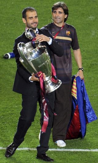 SPESIELL: Josep Guardiola har tatt trippelen med Barcalona i sin f�rste sesong som trener p� toppniv�. Foto: EPA/ROBERTO TEDESCHI