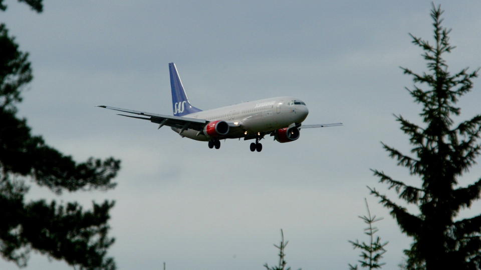 M�TTE SNU: SAS-flyet m�tte snu etter utslag p� den ene hastighetsm�leren. Dette er et annet fly p� vei ned til Gardermoen ved en helt annen anledning. Foto: HANS ARNE VEDLOG