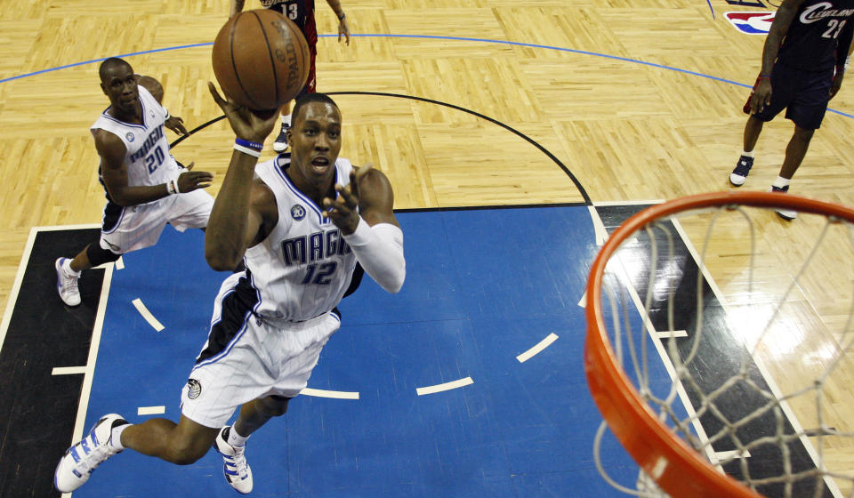 FINALEKLARE: Dwight Howard og Orlando Magic er klare for sin f�rste NBA-finale siden 1995 etter � ha vunnet 4-2 i kamper over Cleveland Cavaliers.FOTO: SCANPIX/AP Photo/Scott Audette