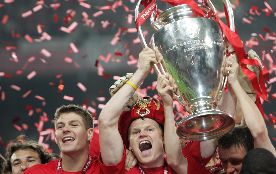 STOR DAG: John Arne Riise opplevde sin st�rste dag i fotballkarrieren da Liverpool vant en h�ydramatisk Champions League-finale mot AC Milan p� straffespark.Foto: SCANPIX/AFP PHOTO/FILIPPO MONTEFORTE
