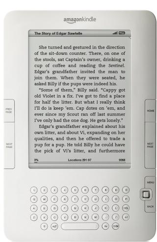 IMPONERENDE SKJERM: E-blekk-teknologien i Kindle gir en god leseopplevelse med skarp, kontrastrik tekst mot rolig bakgrunn. Bildet over yter ikke skjermen full rettferdighet. Foto: AMAZON