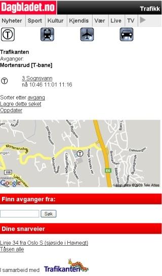 P� den nye Trafikanten tjenesten p� Dagbladet mobil kan du lagre dine mest brukte holdeplasser.