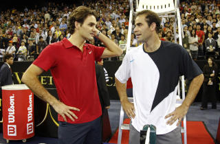 - DEN ST�RSTE: Pete Sampras mener at Roger Federer er tidenes st�rste etter at sveitseren vant French Open for f�rste gang og samtidig tangerte amerikanerens rekord med 14 Grand Slam-titler.Foto: SCANPIX/REUTERS/Dennis Ho (CHINA)