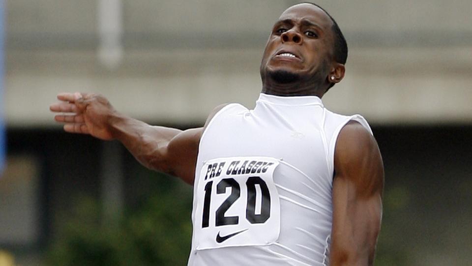 SUPERHOPP: Dwight Phillips imponerte med et hopp p� 8,74 meter under stevnet Prefontaine Classic i Eugene, Oregon i dag. Foto: Steve Dipaola, Reuters/Scanpix
