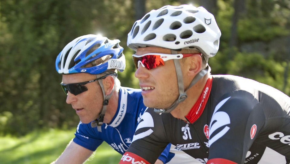 FORN�YD: Thor Hushovd krevde � ha med Brett Lancaster og Hayden Roulston. Det fikk han. Her under sykkelrittet Setesdal Tour fra Kristiansand til Hovden.
Foto: Tor Erik Schr�der / SCANPIX .